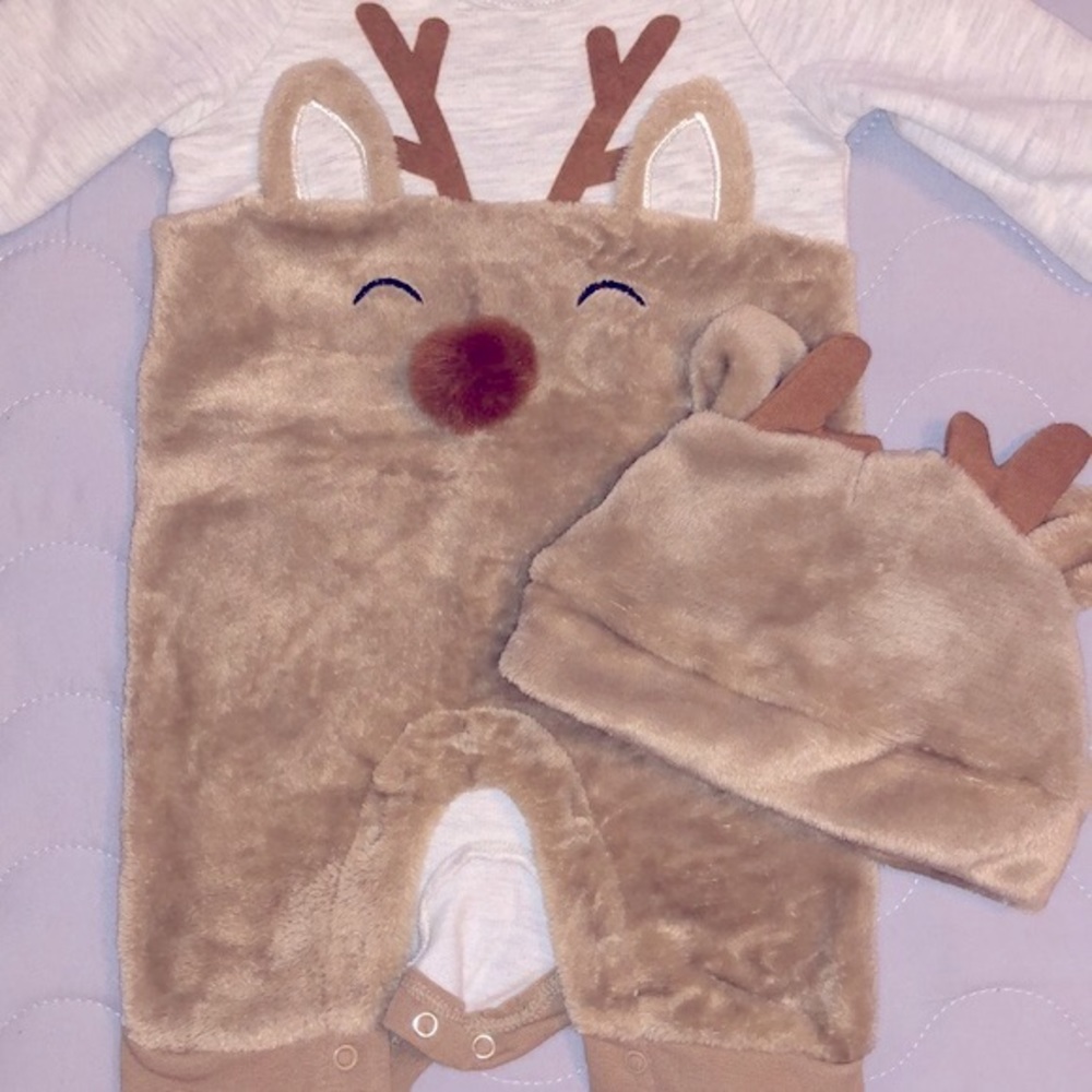Baby Reindeer Jumpsuit With Hat Christmas Costume
